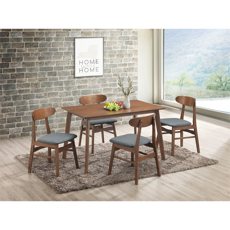 Pemberly Row 5-Piece Mid-Century Wood Dining Set in Dark Gray