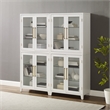 Pemberly Row 2-Pc White Kitchen Pantry Storage Cabinet with Glass Doors