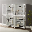 Pemberly Row 2-Pc White Kitchen Pantry Storage Cabinet with Glass Doors