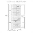 Pemberly Row 2-Pc White Kitchen Pantry Storage Cabinet with Glass Doors