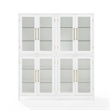 Pemberly Row 2-Pc White Kitchen Pantry Storage Cabinet with Glass Doors