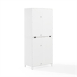 Pemberly Row 2-Pc White Kitchen Pantry Storage Cabinet with Glass Doors
