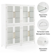 Pemberly Row 2-Pc White Kitchen Pantry Storage Cabinet with Glass Doors