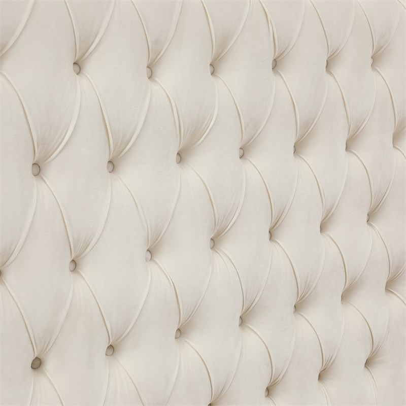 Pemberly Row Elizabeth Cream Velvet Upholstered King Bed with Storage