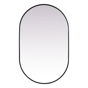 Pemberly Row Asha 30x48&quot Oval Metal Wall-Mounted Mirror in Black