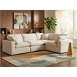 Pemberly Row Modular Cream Velvet 4-Piece Sectional with Down Cushions