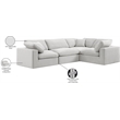 Pemberly Row Modular Cream Velvet 4-Piece Sectional with Down Cushions