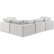 Pemberly Row Modular Cream Velvet 4-Piece Sectional with Down Cushions