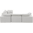 Pemberly Row Modular Cream Velvet 4-Piece Sectional with Down Cushions