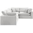Pemberly Row Modular Cream Velvet 4-Piece Sectional with Down Cushions