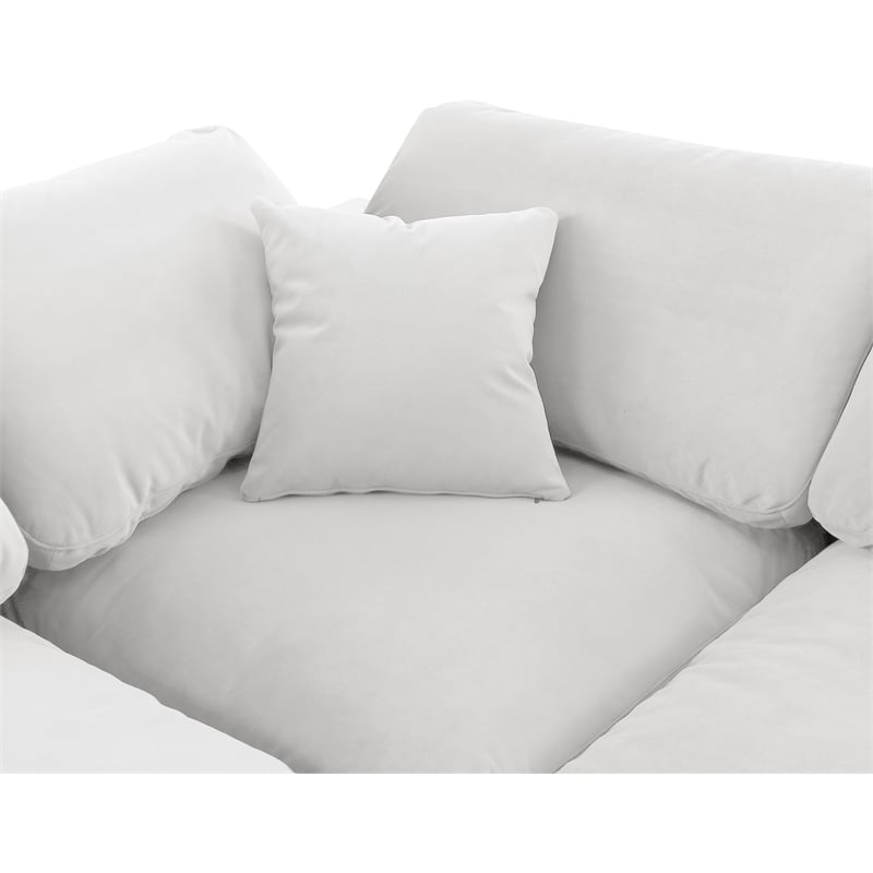 Pemberly Row Modular Cream Velvet 4-Piece Sectional with Down Cushions