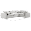 Pemberly Row Modular Cream Velvet 4-Piece Sectional with Down Cushions