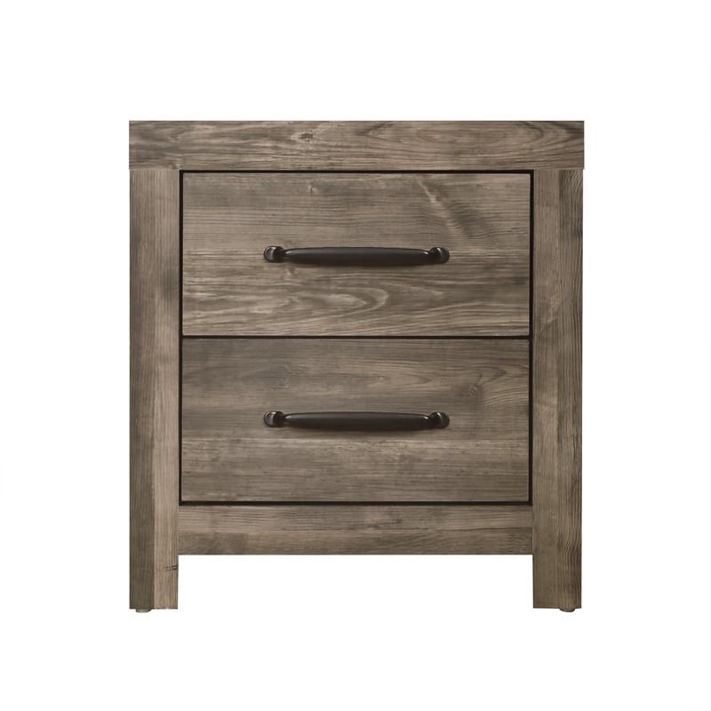 Pemberly Row Misty Lodge 2-Drawer Wood Nightstand in Greige Finish