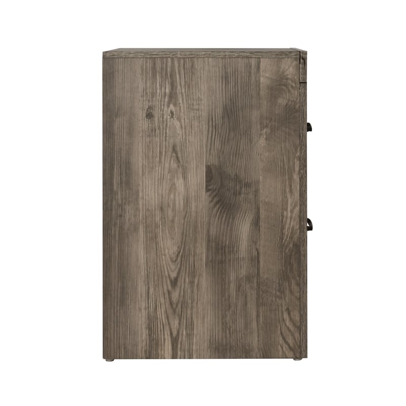 Pemberly Row Misty Lodge 2-Drawer Wood Nightstand in Greige Finish
