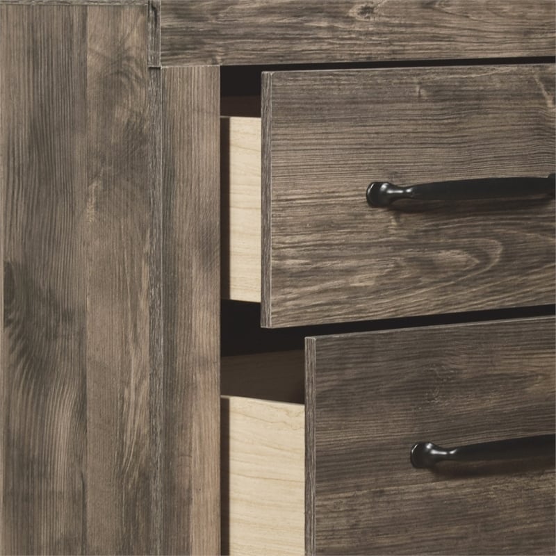 Pemberly Row Misty Lodge 2-Drawer Wood Nightstand in Greige Finish