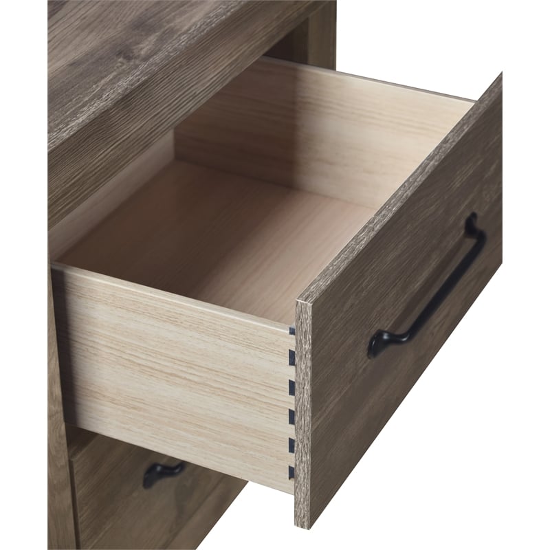 Pemberly Row Misty Lodge 2-Drawer Wood Nightstand in Greige Finish