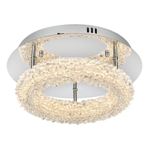 Pemberly Row 14&quot Adjustable LED Flush Mount in Chrome with Crystal Design