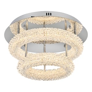 Pemberly Row 18&quot Tiered LED Metal Flush Mount in Chrome