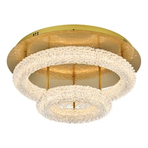 Pemberly Row 22&quot 2-Light Metal LED Flush Mount in Satin Gold