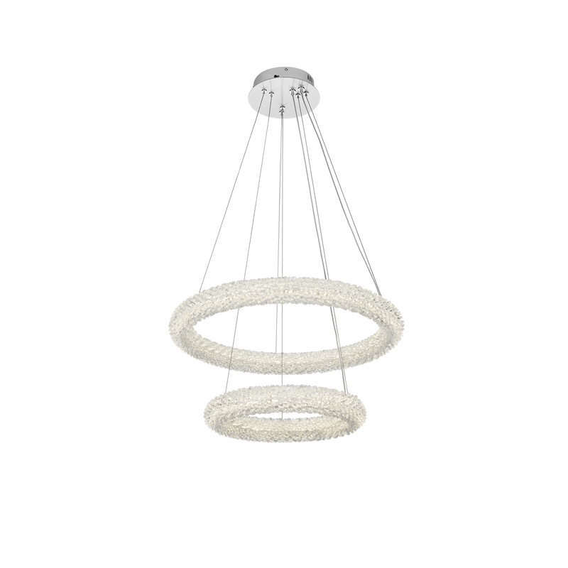 Pemberly Row Adjustable 24-Inch LED Chrome Tiered Chandelier with Crystals