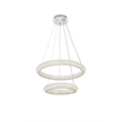 Pemberly Row Adjustable 24-Inch LED Chrome Tiered Chandelier with Crystals