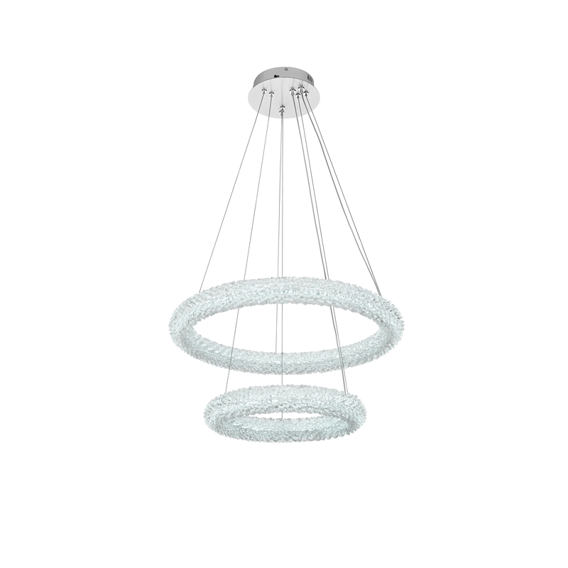 Pemberly Row Adjustable 24-Inch LED Chrome Tiered Chandelier with Crystals