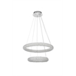 Pemberly Row Adjustable 24-Inch LED Chrome Tiered Chandelier with Crystals