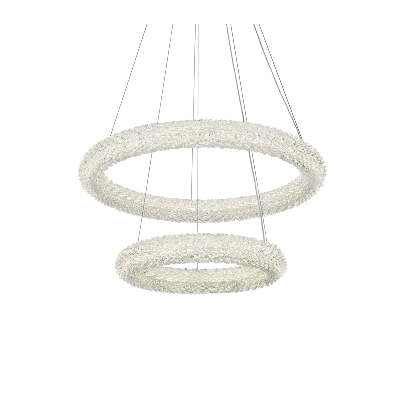 Pemberly Row Adjustable 24-Inch LED Chrome Tiered Chandelier with Crystals