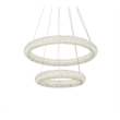 Pemberly Row Adjustable 24-Inch LED Chrome Tiered Chandelier with Crystals