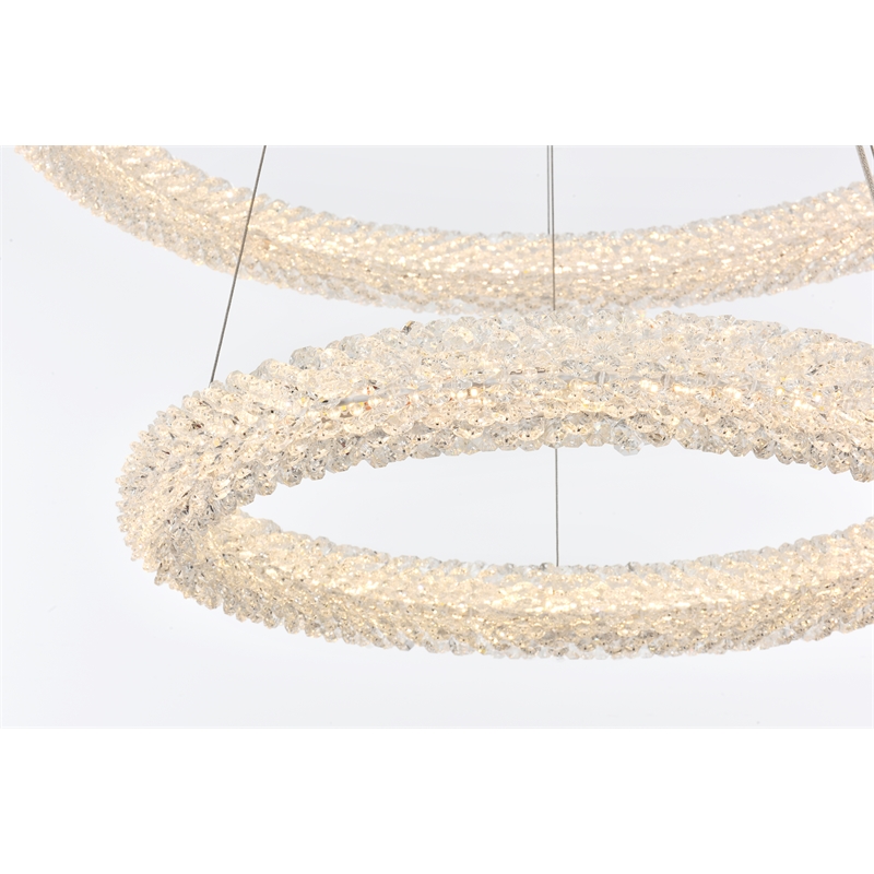 Pemberly Row Adjustable 24-Inch LED Chrome Tiered Chandelier with Crystals