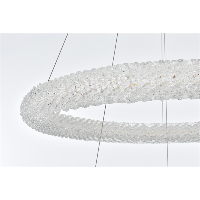Pemberly Row Adjustable 24-Inch LED Chrome Tiered Chandelier with Crystals