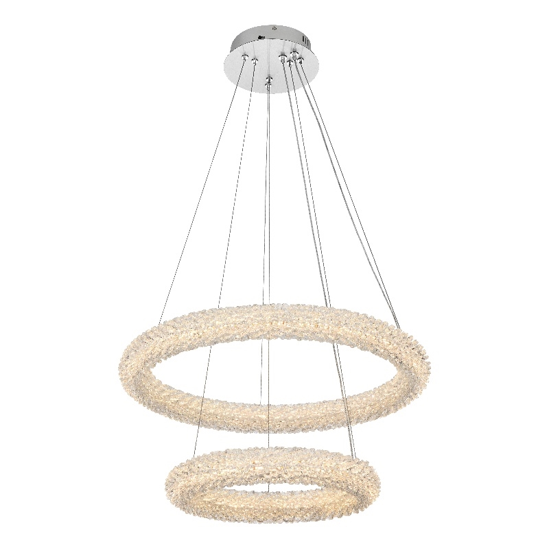 Pemberly Row Adjustable 24-Inch LED Chrome Tiered Chandelier with Crystals