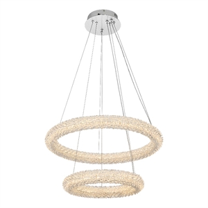 Pemberly Row Adjustable 24-Inch LED Chrome Tiered Chandelier with Crystals