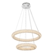 Pemberly Row Adjustable 24-Inch LED Chrome Tiered Chandelier with Crystals