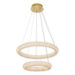 Pemberly Row 24&quot 2-Light Metal Adjustable LED Chandelier in Gold