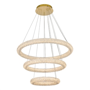 Pemberly Row 32&quot 3-Light Metal Adjustable LED Chandelier in Gold