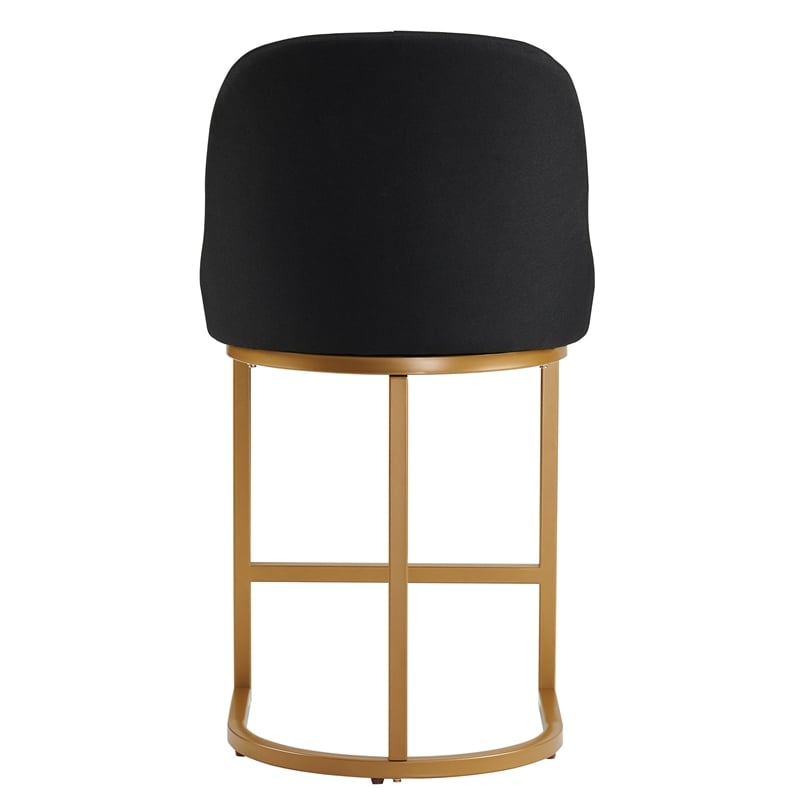 Pemberly Row Counter Stools Set of 4 with Black Seats & Gold Bases