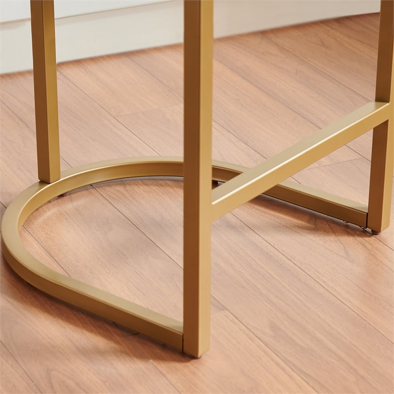 Pemberly Row Counter Stools Set of 4 with Black Seats & Gold Bases