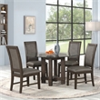 Pemberly Row 5-Piece Solid Wood Dining Set with Upholstered Seats in Walnut