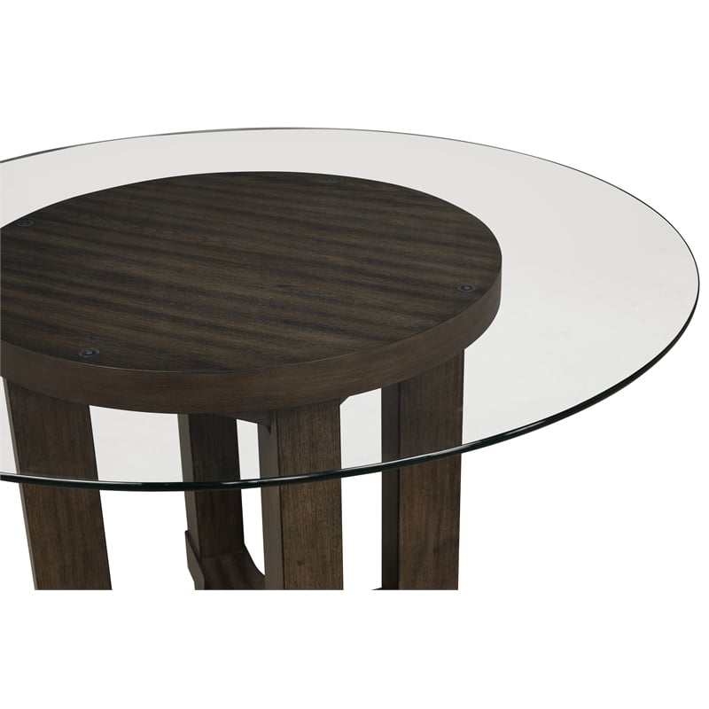 Pemberly Row 5-Piece Solid Wood Dining Set with Upholstered Seats in Walnut