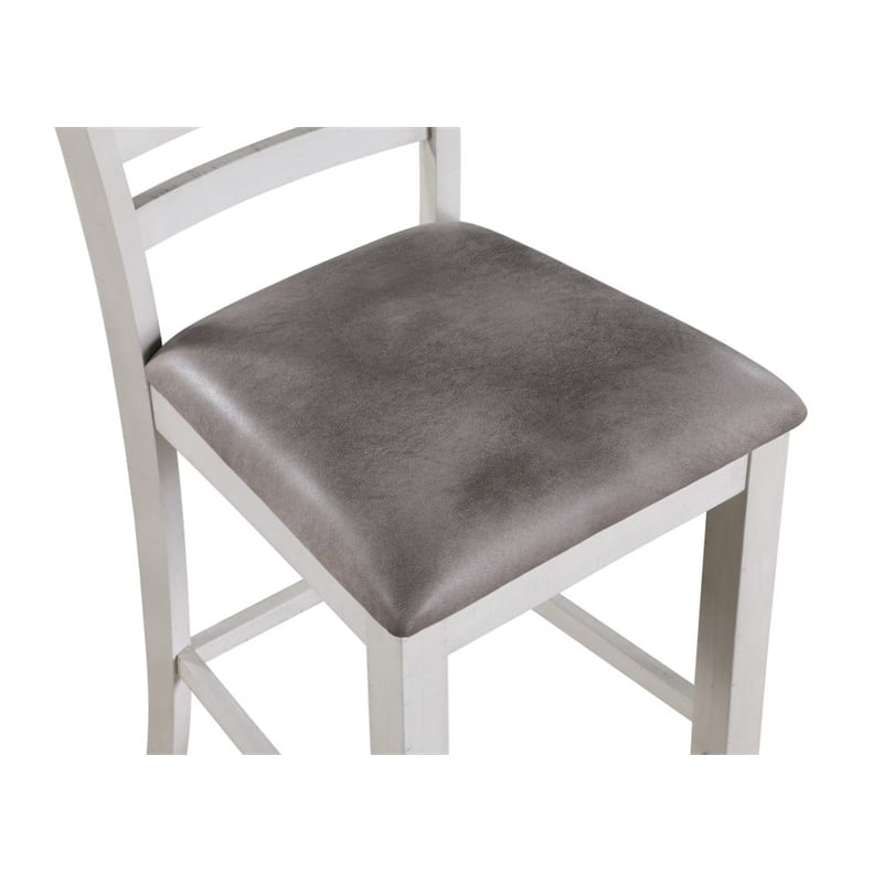 Pemberly Row 6-Piece Counter Height Table Set with Removable Leaf in Brown/White