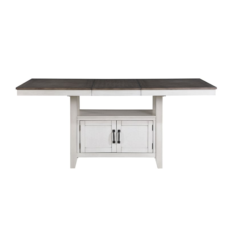 Pemberly Row 6-Piece Counter Height Table Set with Removable Leaf in Brown/White