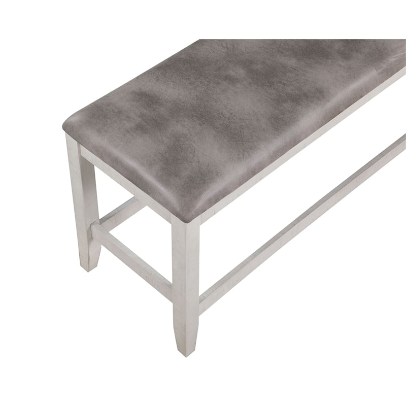 Pemberly Row 6-Piece Counter Height Table Set with Removable Leaf in Brown/White