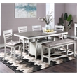 Pemberly Row 6-Piece Counter Height Table Set with Removable Leaf in Brown/White