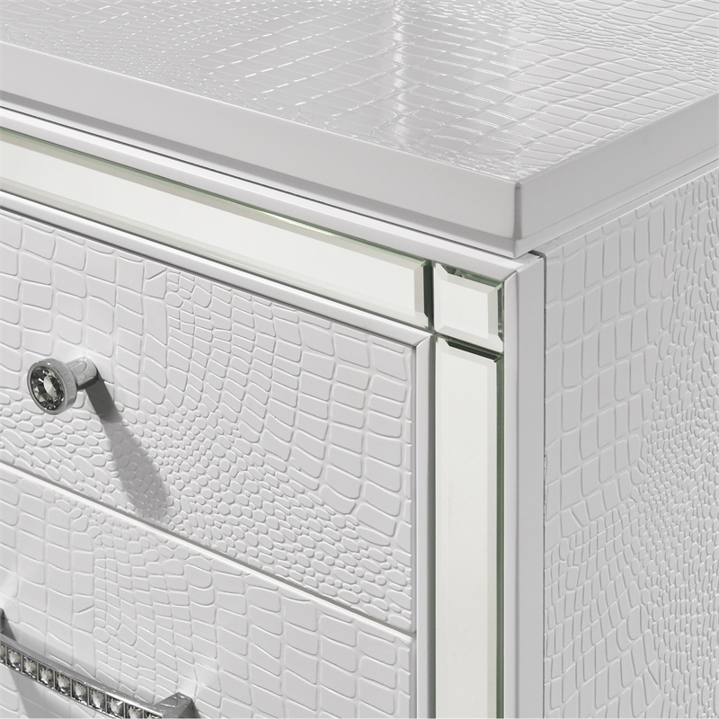 Pemberly Row Solid Wood 7-Drawer Vanity in White with Velvet Drawer