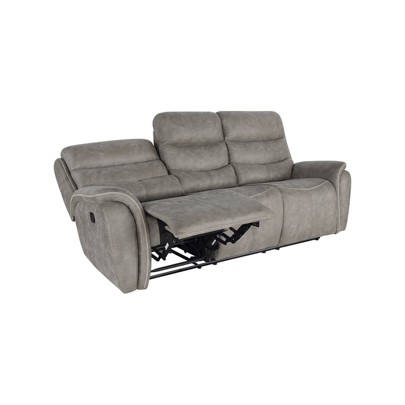 Pemberly Row Reclining Sofa with Polyester Fabric and Gray Finish
