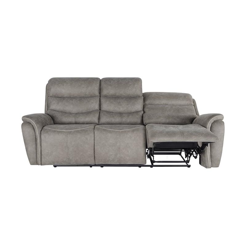 Pemberly Row Reclining Sofa with Polyester Fabric and Gray Finish