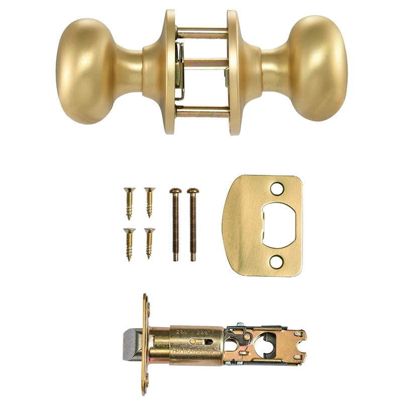 Pemberly Row Cambridge Passage Brass Door Knob in Satin Gold Classic Style