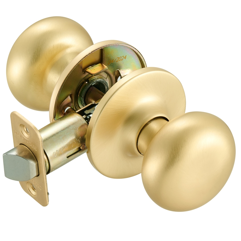 Pemberly Row Cambridge Passage Brass Door Knob in Satin Gold Classic Style