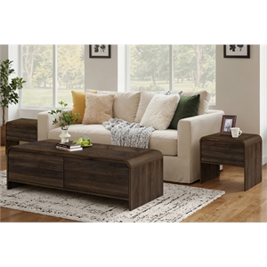 Pemberly Row 3-Piece Wood Cocktail and End Table Set in Walnut